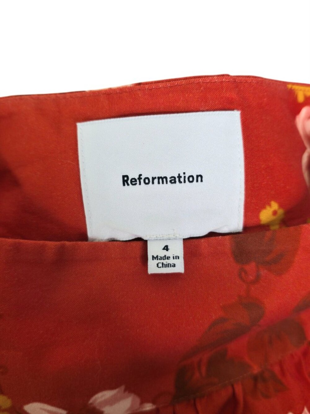Reformation Amor Two Piece Set Coral Bloom Orange Floral Top Skirt Size 4 - Picture 10 of 13